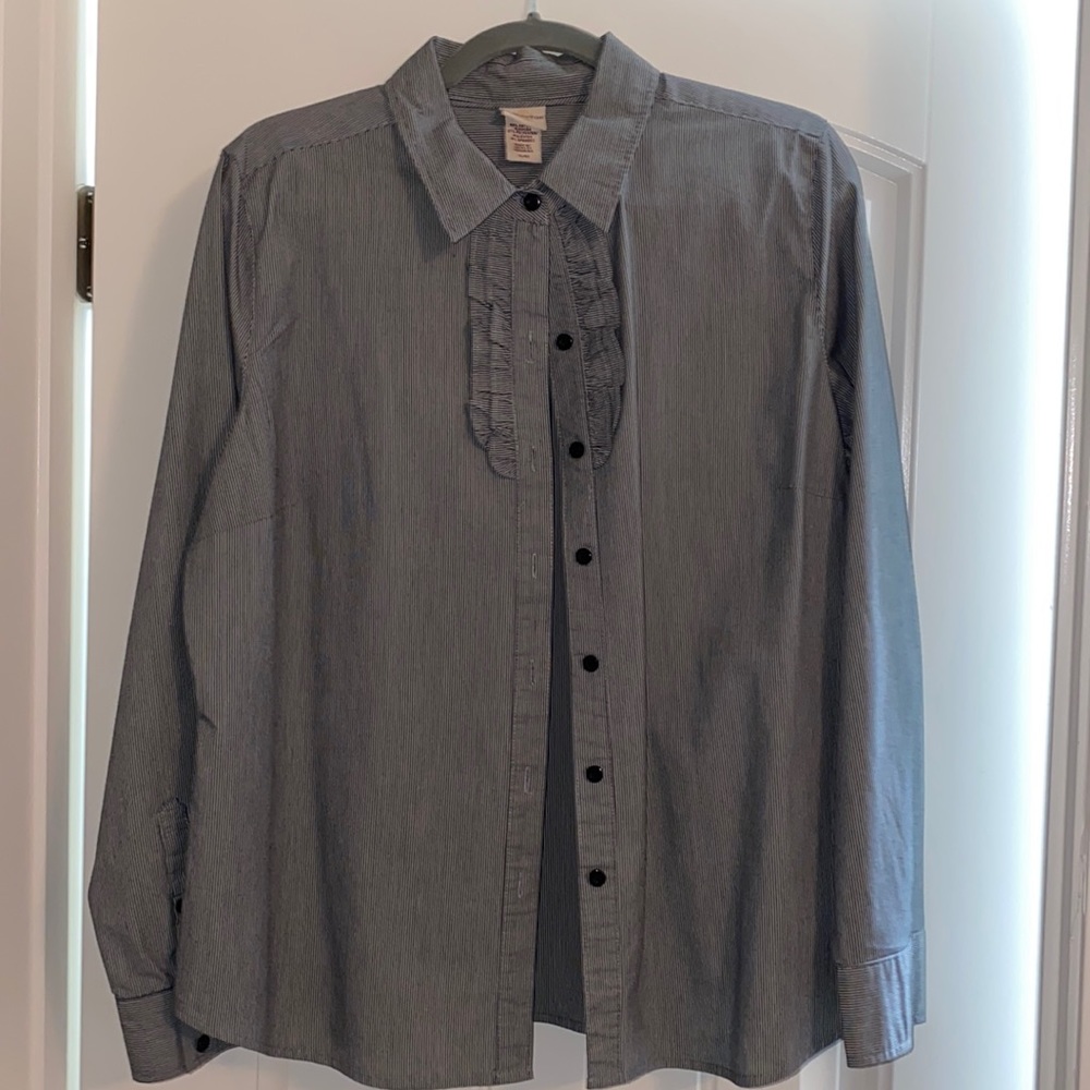 Black and gray dress shirt with ruffles